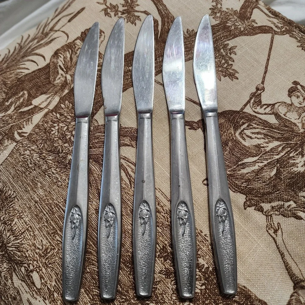 CI Flatware Stainless Steel‎ ROSE Knives Set Of 5